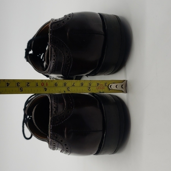 𝅺allen Edmonds Sanford Men 8D burgundy dress shoes cap toe lace up oxford brogue - Picture 4 of 9